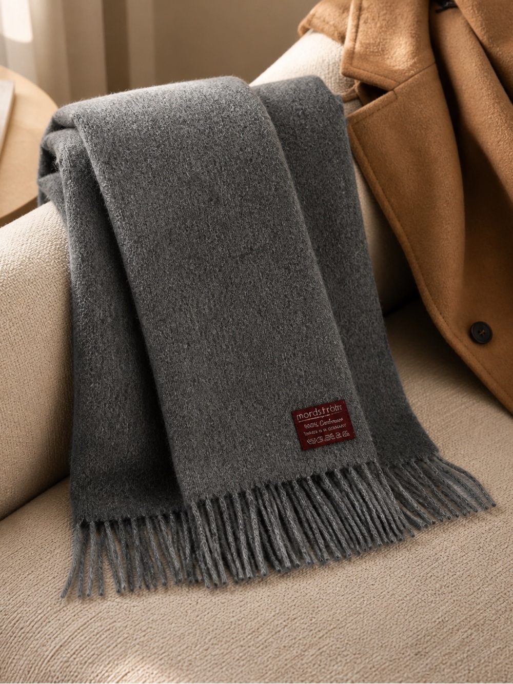 100% Cashmere Scarf Gray Soft Winter Scarf Classic Luxury Made in Germany